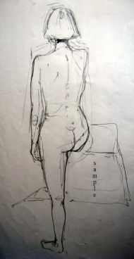 Balancing nude pencil on  paper 61 cm x 41 cm